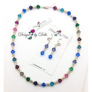 Swarovski Crystal Silver Necklace & Earrings